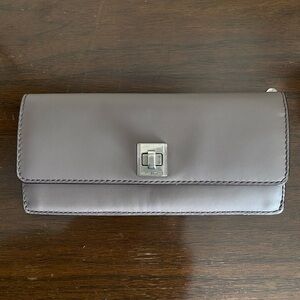 Michael Kors Gray Leather Wallet with Silver Clasp
